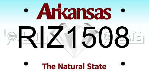 RIZ1508 Arkansas License Plate