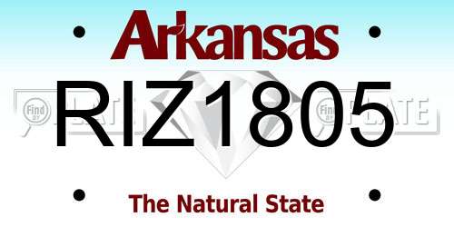 RIZ1805 Arkansas License Plate
