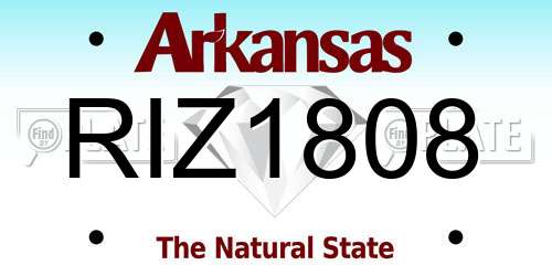 RIZ1808 Arkansas License Plate