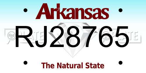 RJ28765 Arkansas License Plate