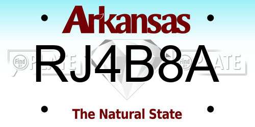 RJ4B8A Arkansas License Plate