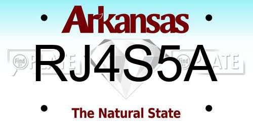 RJ4S5A Arkansas License Plate