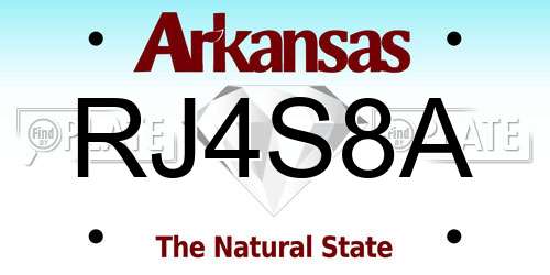 RJ4S8A Arkansas License Plate