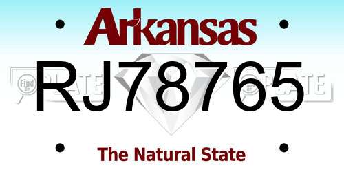 RJ78765 Arkansas License Plate