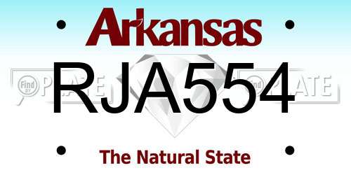 RJA554 Arkansas License Plate