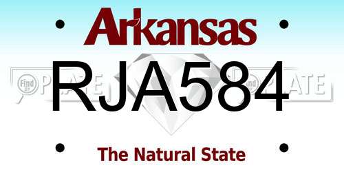 RJA584 Arkansas License Plate