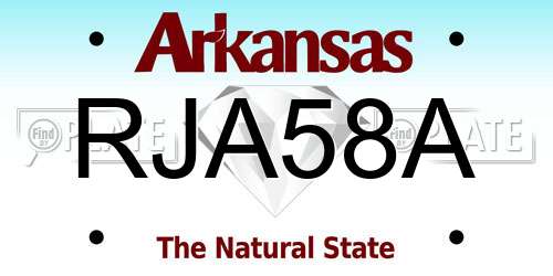 RJA58A Arkansas License Plate