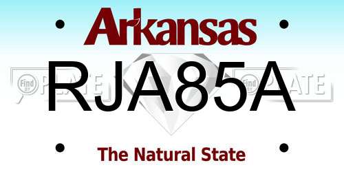 RJA85A Arkansas License Plate