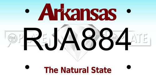 RJA884 Arkansas License Plate