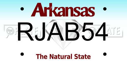 RJAB54 Arkansas License Plate