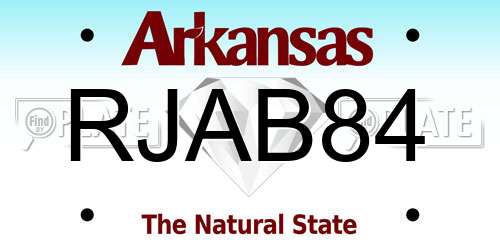 RJAB84 Arkansas License Plate