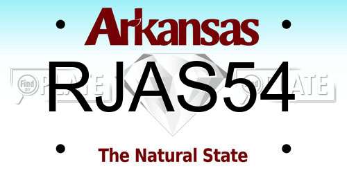 RJAS54 Arkansas License Plate
