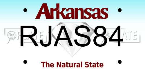 RJAS84 Arkansas License Plate