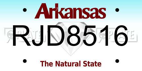 RJD8516 Arkansas License Plate
