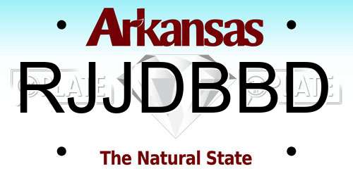 RJJDBBD Arkansas License Plate
