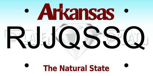 RJJQSSQ Arkansas License Plate