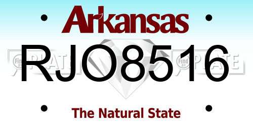 RJO8516 Arkansas License Plate