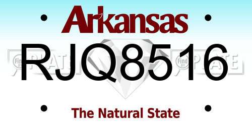 RJQ8516 Arkansas License Plate