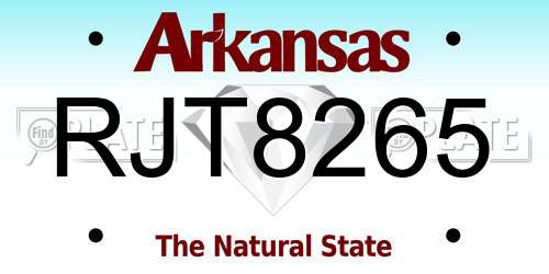 RJT8265 Arkansas License Plate