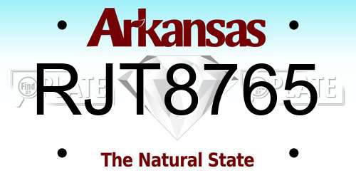 RJT8765 Arkansas License Plate