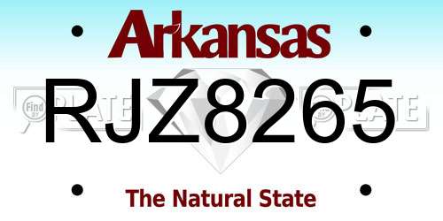 RJZ8265 Arkansas License Plate