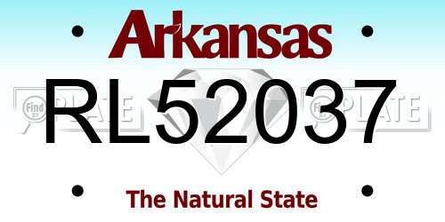 RL52037 Arkansas License Plate