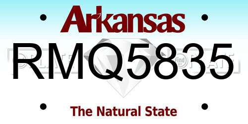 RMQ5835 Arkansas License Plate
