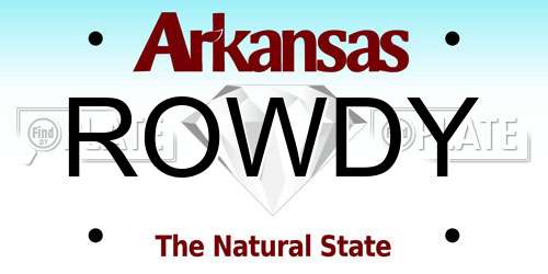 ROWDY Arkansas License Plate