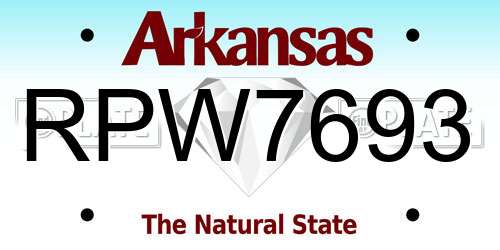 RPW7693 Arkansas License Plate
