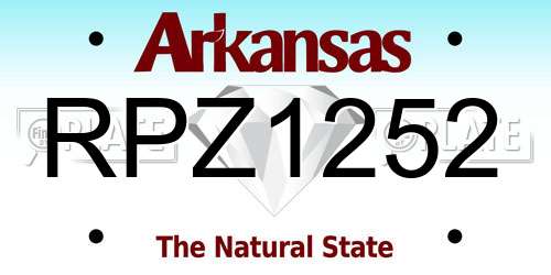 RPZ1252 Arkansas License Plate