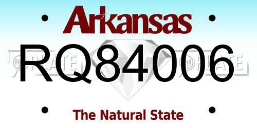 RQ84006 Arkansas License Plate