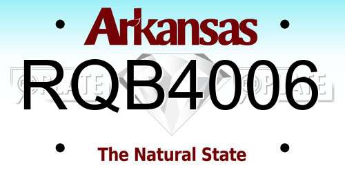 RQB4006 Arkansas License Plate