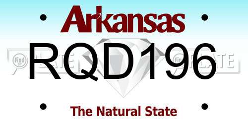 RQD196 Arkansas License Plate
