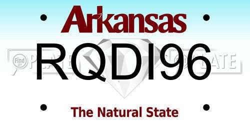 RQDI96 Arkansas License Plate