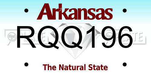 RQQ196 Arkansas License Plate