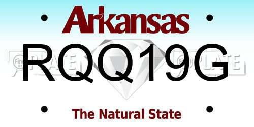 RQQ19G Arkansas License Plate