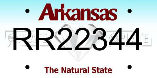 RR22344 Arkansas License Plate