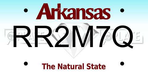 RR2M7Q Arkansas License Plate