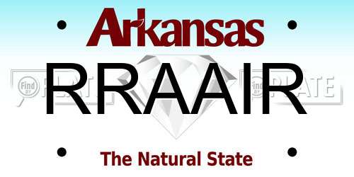 RRAAIR Arkansas License Plate