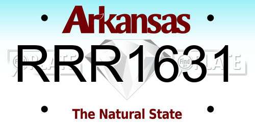 RRR1631 Arkansas License Plate