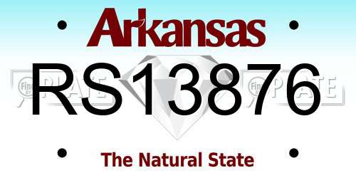 RS13876 Arkansas License Plate