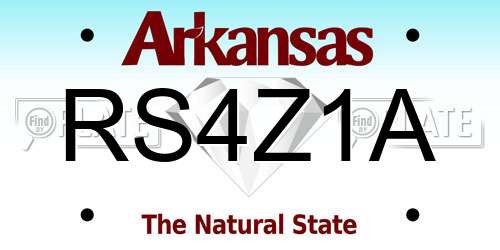 RS4Z1A Arkansas License Plate