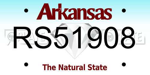 RS51908 Arkansas License Plate