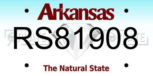 RS81908 Arkansas License Plate