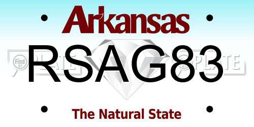 RSAG83 Arkansas License Plate