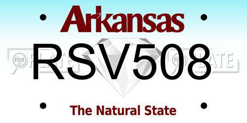 RSV508 Arkansas License Plate
