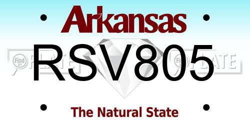RSV805 Arkansas License Plate