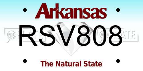 RSV808 Arkansas License Plate