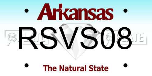 RSVS08 Arkansas License Plate