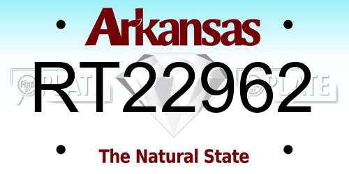 RT22962 Arkansas License Plate